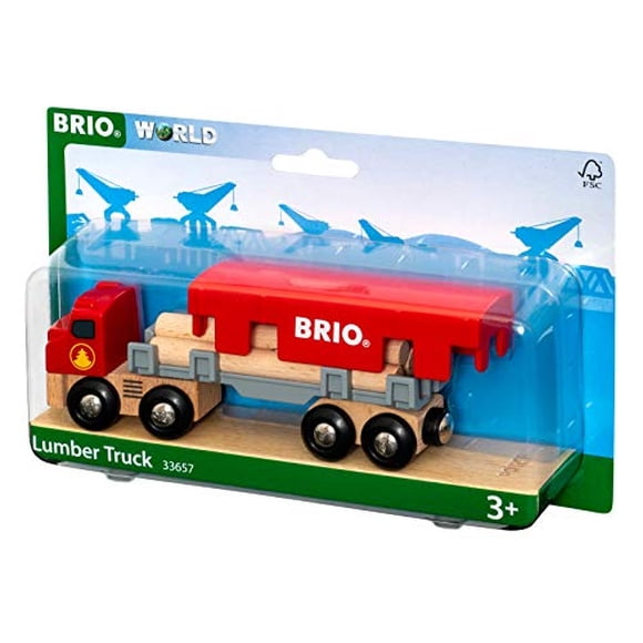Tren de Juguete de Madera Brio Lumber Truck 6 Piezas Gris