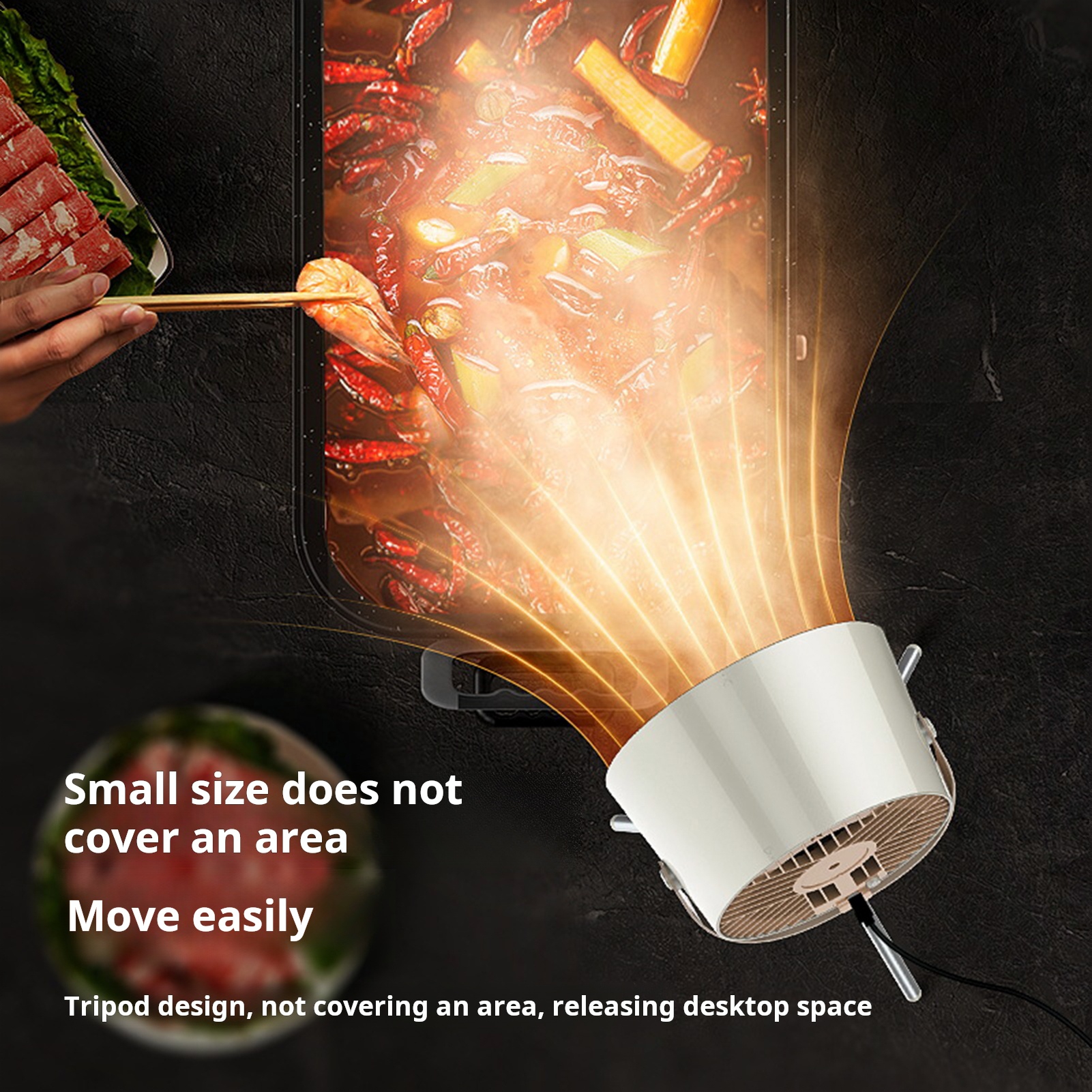 sunsanly Portable Exhaust Hood with 3-Speed Fan Changeable Filter Low Noise Easy Control Kitchen Vent for BBQ Cooking Grilling Compact Lightweight Design for Homes Apartments RVs
