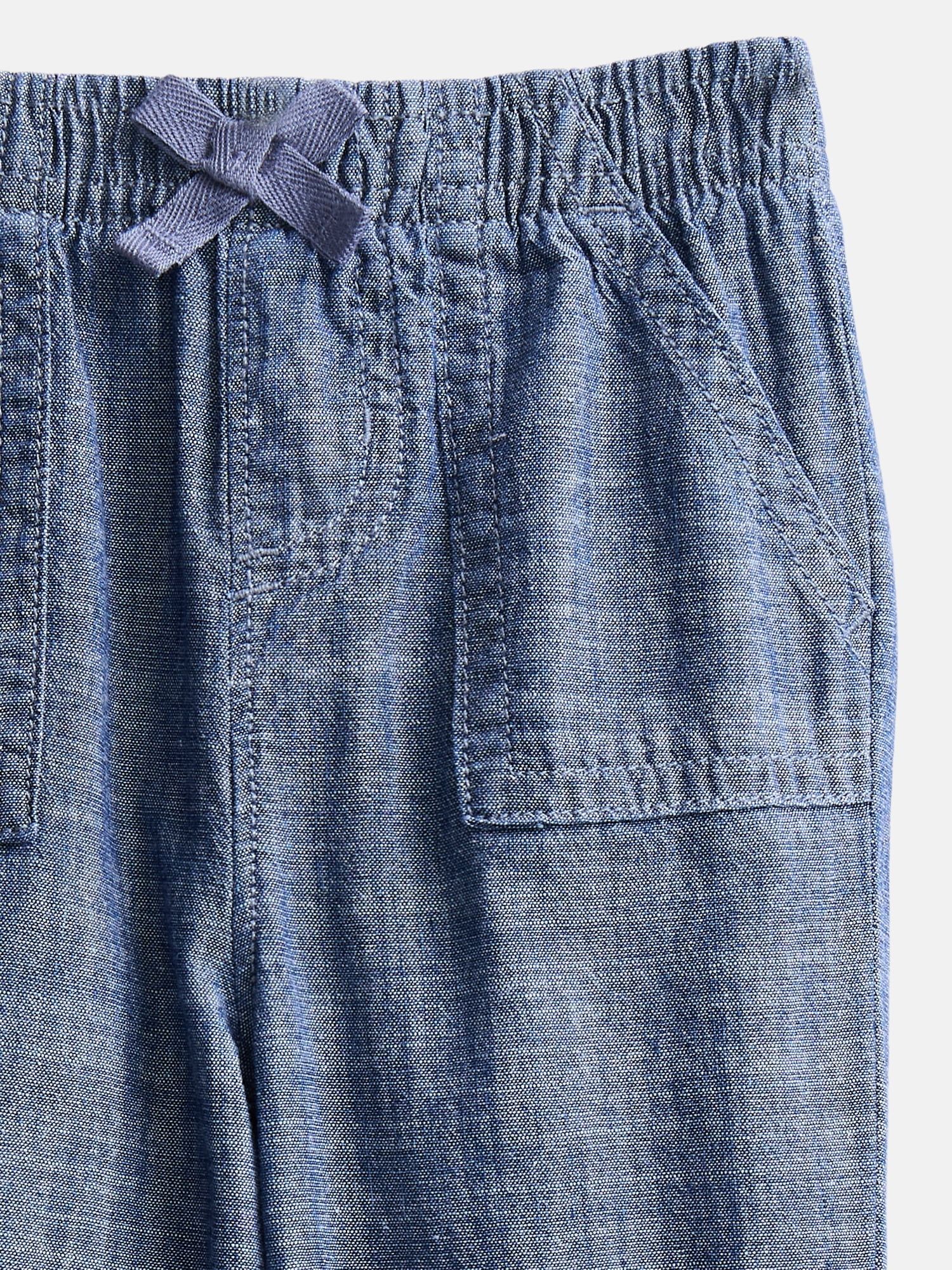Wonder Nation Baby Girls Chambray Joggers, Sizes 0-24 Months