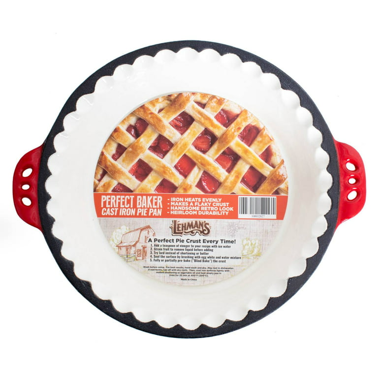  Lehman's Extra Deep Pie Pan - Enamel Coated Cast Iron Bakeware  with Crimped Edges 10.25 inches: Home & Kitchen