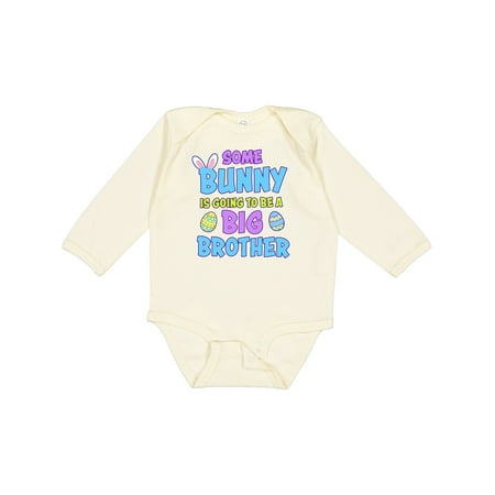 

Inktastic Some Bunny is Going to Be a Big Brother with Bunny Ears and Eggs Boys Long Sleeve Baby Bodysuit