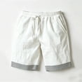 thumbnail image 3 of Bosfbaoi Mens Shorts Cotton Blend Relaxed Fit Casual Chinos Adjustable Waist Drawstring Shorts with Striped Cuffs, 3 of 7