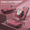 thumbnail image 2 of Wallet Case for iPhone 16e with Detachable Card Holder Slots, Premium PU Leather Slim Protective Cover with Back Kickstand Magnetic Closure, Shockproof Phone Case for iPhone 16e, Red, 2 of 8