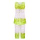 thumbnail image 3 of Conjunto de Verano para las Mujeres Impreso Casual sin Mangas Plisado Superior Y Pantalones Recortados, Cuello Redondo Conjunto de Dos Piezas, 3 of 8