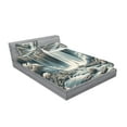 thumbnail image 2 of Ambesonne Landscape Fitted Sheet & Pillow Sham Set, Expressive Waterfall Art, Calking, Blue Grey Pale Sepia, 2 of 2