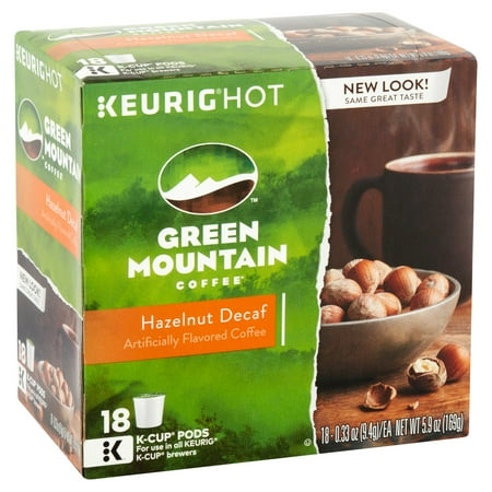 Green Mountain Coffee Hazelnut Decaf Keurig Single-Serve K-Cup Pods, Light Roast, 18 count