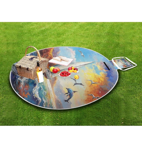 Picnic Blankets Teencool Beach Blanket Creatively Sailing Into Serenity Pattern Outdoor Blanket for Travel