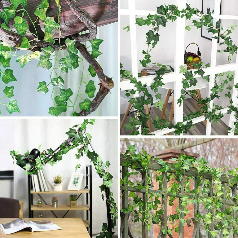 Dolicer 12 Strands 84Ft Fake Vines for Bedroom, Artificial Ivy Garland with  33Ft String Lights, Fake Ivy with Fake Leaves Wall, Ivy Leaves Room Decor