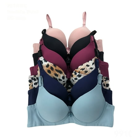 

6 Pieces ADD 1 Cup Lace Polka Dot Wired Double Pushup Push Up Bra B/C 36B (9910-61L6-63LE1)