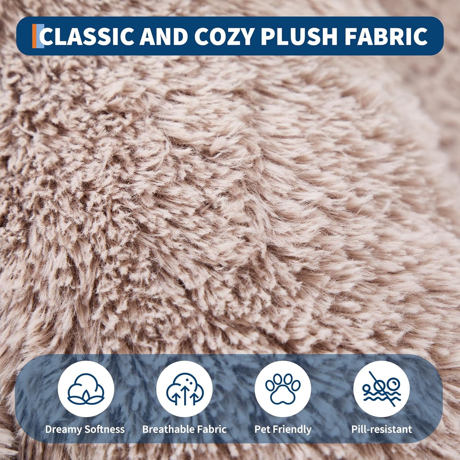 Rugerasy 65 Inch Large Gaint Shared Bed for People Pets,Human Dog Bed for Adult,Washable Faux Fur Removable Nap Bed Bean Bag with Handle Side Pocket,Brown