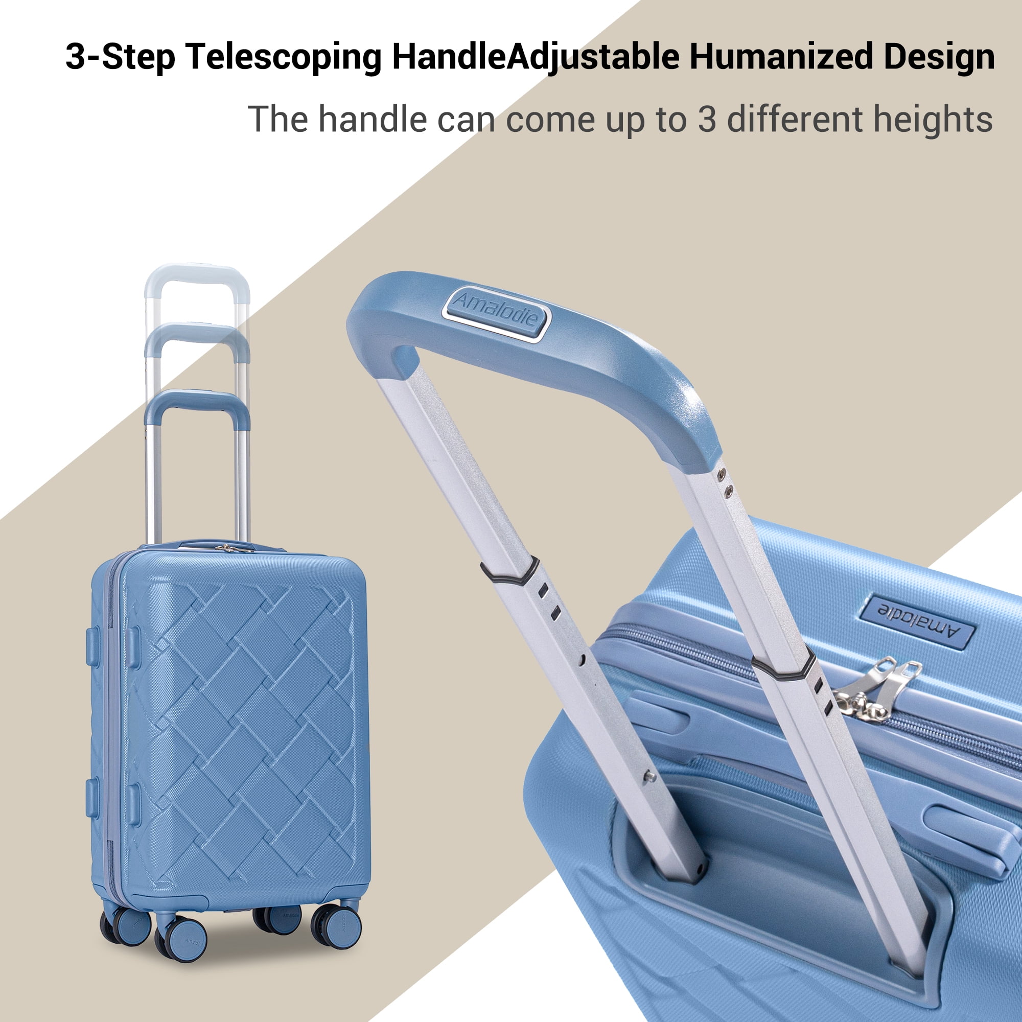 Luggage Sets Hardside 5 Piece Lightweight Hardshell Suitcase with Spinner Wheels and 3PCS Packing Cubes,(18"&26") Light Blue