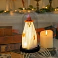 thumbnail image 4 of RBCKVXZ Halloween Decorations, Light Up Ghost in Glass Cloche, Cute Standing Ghost Statue with Light for Home, Kitchen, Mantel, Tabletop, Party and Holiday Decorations (Orange,8.5"), 4 of 6