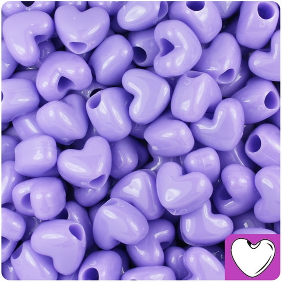 BeadTin Lilac Opaque 12mm Heart Pony Beads (250pcs)