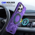 thumbnail image 2 of ELEHOLD for iPhone 13 Case Heavy Duty Rugged Cover with 360° Rotation Foldable Ring Kickstand Support Magnetic Car Mount MagSafe Charging Compatible Shockproof Protective Case,purple, 2 of 8