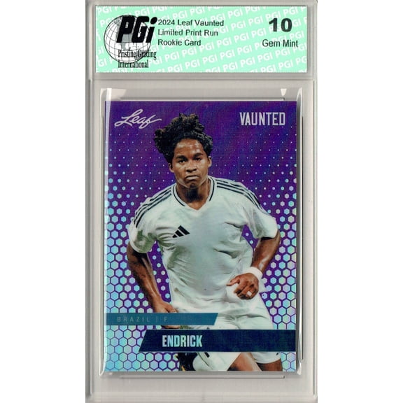 Endrick 2024 Leaf Vaunted Metal #VM-04 Purple 15 Made Rookie Card PGI 10