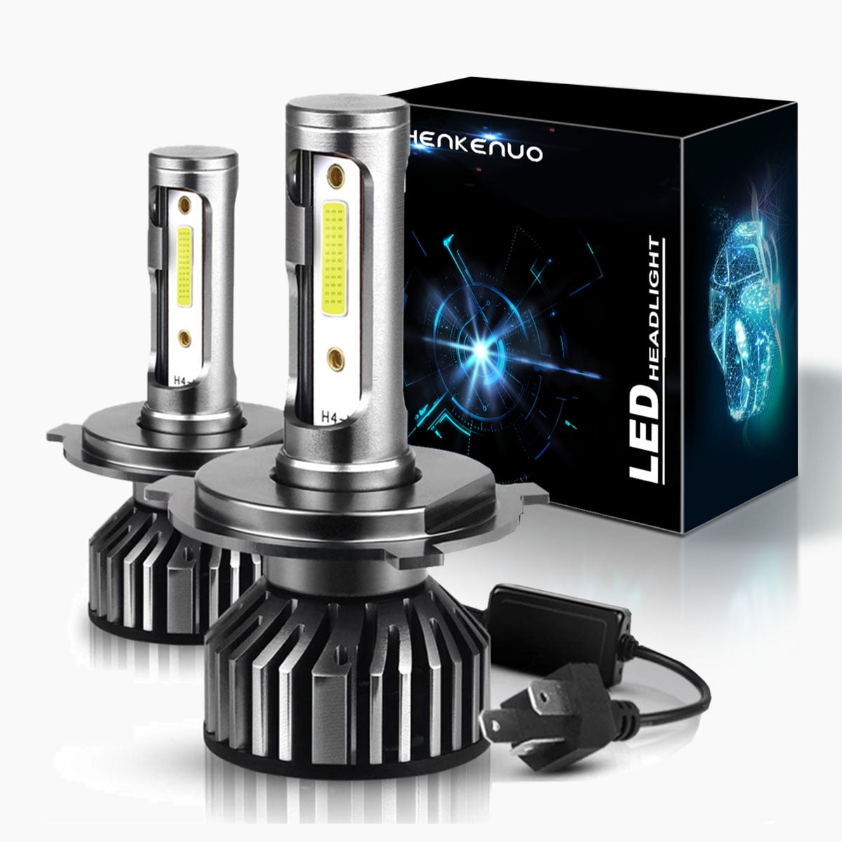 Foto tyfon Fejl H4 All in One 100W 10000LM CREE LED Headlight DRL Kit/High/Low Beam/Fog  Lamp Kit Light Bulbs White - Walmart.com