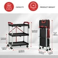 thumbnail image 2 of JoanKaren 3 Tier Folding Utility Service Cart with Wheels,Heavy Duty Collapsible Rolling Service Carts,Black, 2 of 9