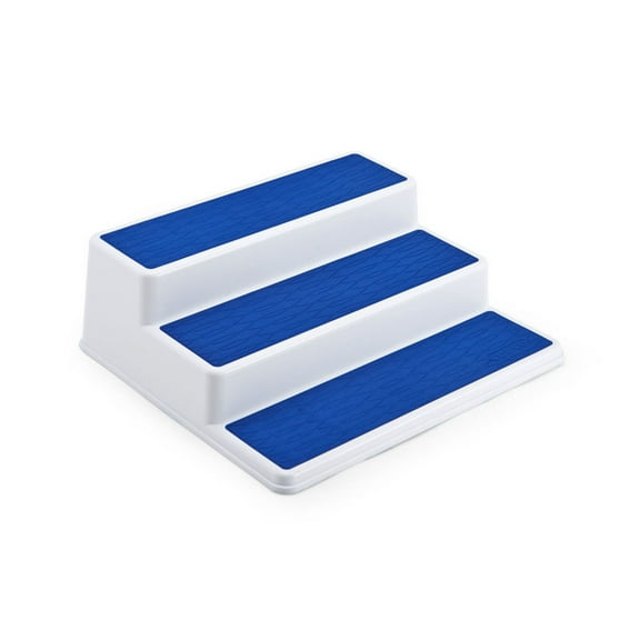 Copco Non-Skid 3-Tier Spice Pantry Cabinet Storage and Organizer, 10-inch, White/Blue