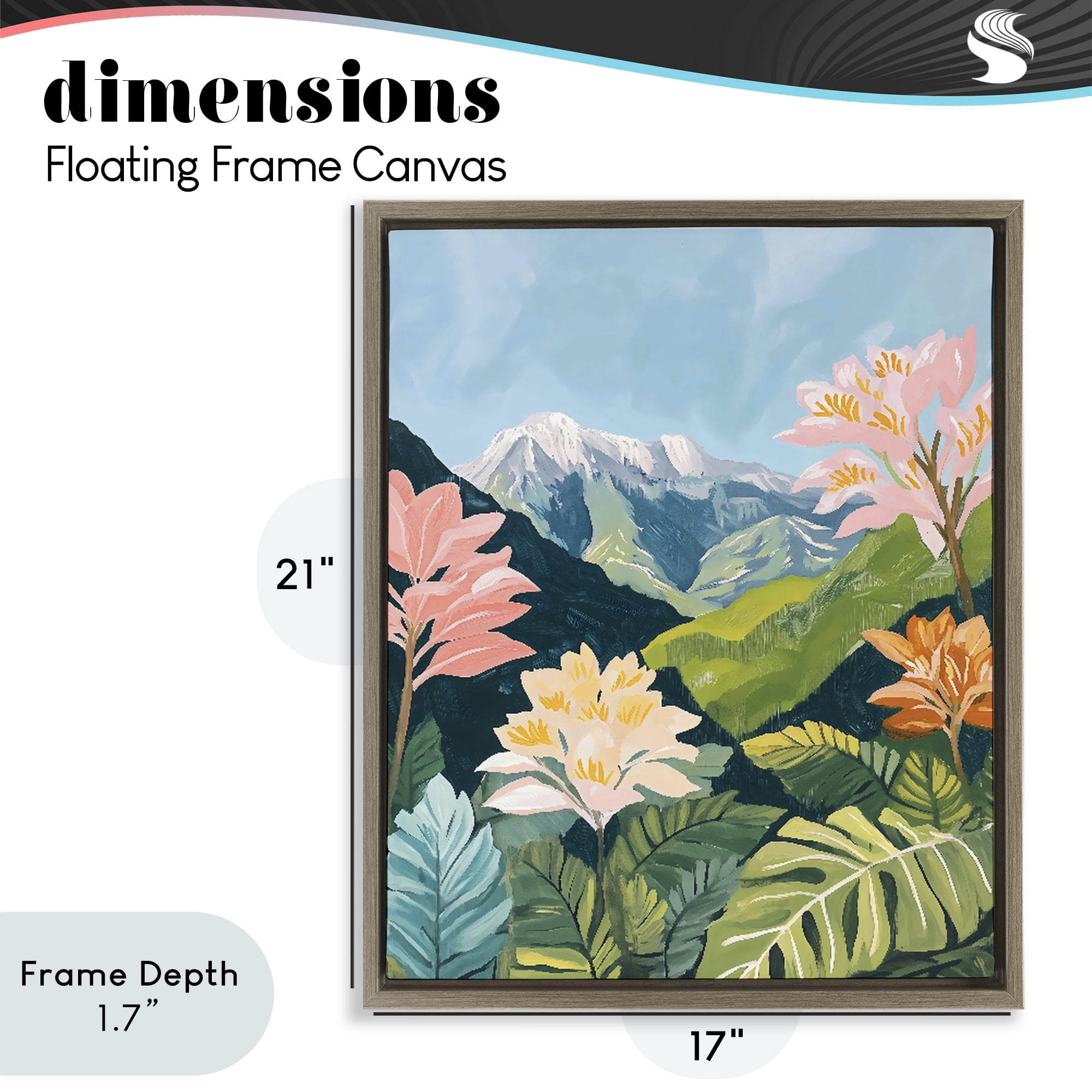 Stupell Industries Tropical Mountain Landscape Brown Framed Floater Canvas Wall Art, design by The Prints Vibe