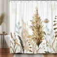 thumbnail image 3 of Boho Shower Curtain, Beige Blush Brown Watercolor Floral Plants Painting Farmhouse Bathroom Curtain Home Decor Waterproof Fabric Machine Washable with 6PCS Hooks,36" Wx72 L, 3 of 6