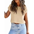 thumbnail image 4 of Women'S Summer Cropped Sweater Vest Trendy Cap Sleeve Crop Tops Crew Neck Loose Knit Tank Top Color M, 4 of 7