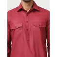 thumbnail image 6 of Punjabi Kurta Pajama Set Pathani Solid Color Indian Wear for Men (Maroon, 3XL), 6 of 8