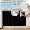 thumbnail image 5 of Black Cabinet Curtains 35"W x 35"L, Dustproof Sink Skirt Curtain for Kitchen Bathroom, Solid Color Farmhouse Black Adhesive Desk Skirt Privacy Short Curtains for Office Closet Vanity Shoe Rack, 5 of 8