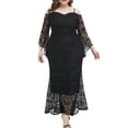 thumbnail image 1 of Vestido de encaje de talla grande para mujer, hombros descubiertos, elegante para boda, 1 of 8