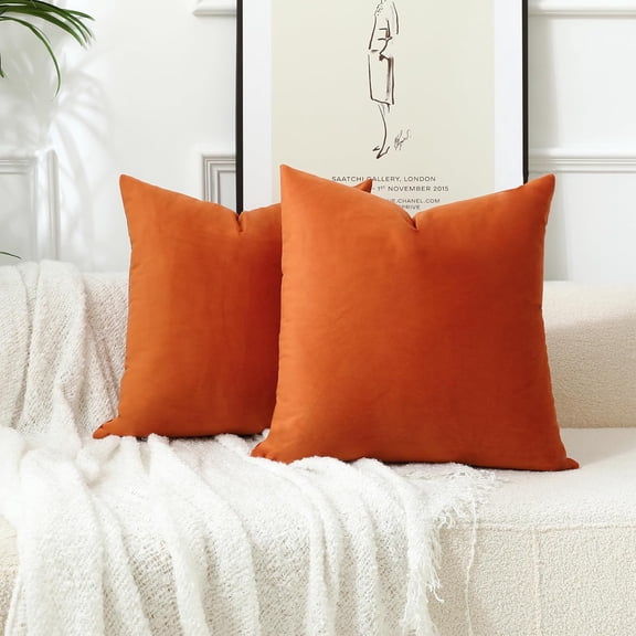 Super Soft Throw Pillow Covers for Bed Couch Sofa Bench,Burnt Orange, Pack of 2