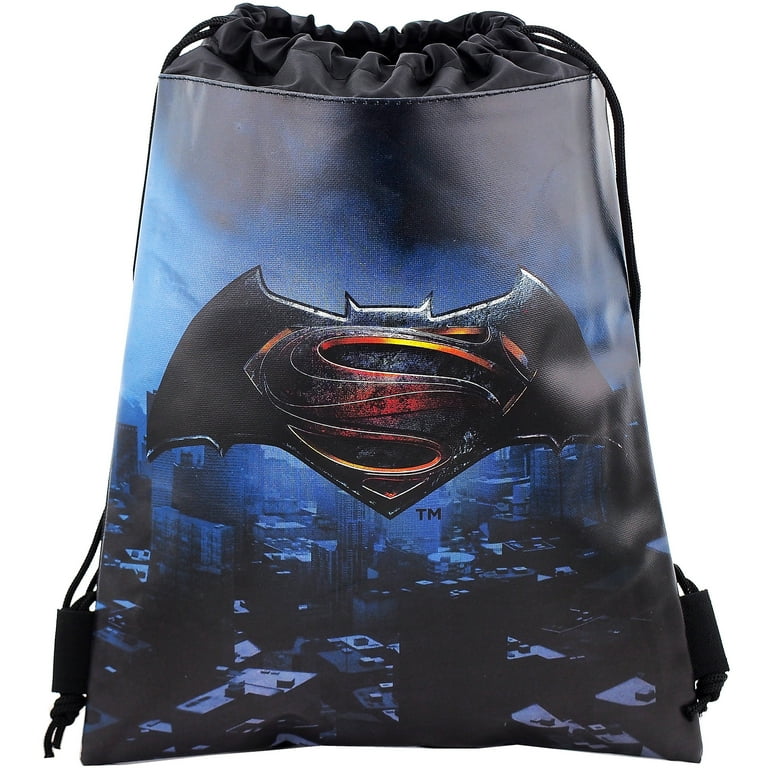 Batman Superman Dawn Justice Black Drawstring Bag