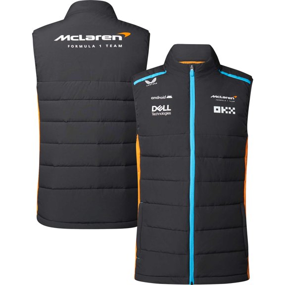 Men's Castore Charcoal McLaren F1 Team 2023 Replica Hybrid Gilet Full-Zip Vest