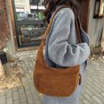 thumbnail image 4 of HUISZJ Faux Suede Crossbody Bag, Retro Dumpling Bag, Large Capacity Crossbody Bag for Women Work Travel Commute (Dark Brown), 4 of 8
