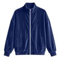 thumbnail image 3 of Xdegoge Womens Velour Track Jackets Long Sleeve Full Zip Up Stand Collar Coats with Pockets Casual Fall Winter Athletic Outerwear, 3 of 8
