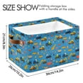 thumbnail image 4 of Yayeee Canvas Storage Basket with Handles for Shelves Fabric Bins Closet Organizer, Blue Cartoon Truck Pattern, 4 of 8