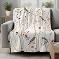 thumbnail image 2 of Spring Floral Blanket Soft Cozy Warm Throw Blanket for Couch, Plush Fuzzy Flannel Fleece Blankets for Sofa, Summer Birds Botanical Country Bed Blankets Lightweight Gifts for Women, 40"x50", 2 of 9