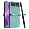 thumbnail image 2 of For Motorola Razr 2023 METKASE Embossed Floral Design Case Cover with Strap in Slide-Out Package - Teal, 2 of 3