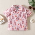thumbnail image 2 of KAUOD Boys Toddler Easter Lapel Neck P𝐨lo Shirt for Boys Cute Bunny Shirt Button Down Tee with Pocket Short Sleeve Tops, 2 of 7
