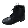 thumbnail image 2 of Tawop Womens Boots Chunky Low Heel Lace Up Winter Fall Black Boots, 2 of 9