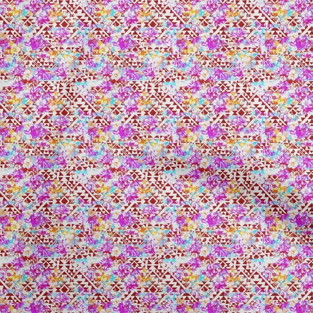 oneOone Polyester Spandex Red Fabric Tribal Craft Projects Decor Fabric Printed By The Yard 56 Inch Wide