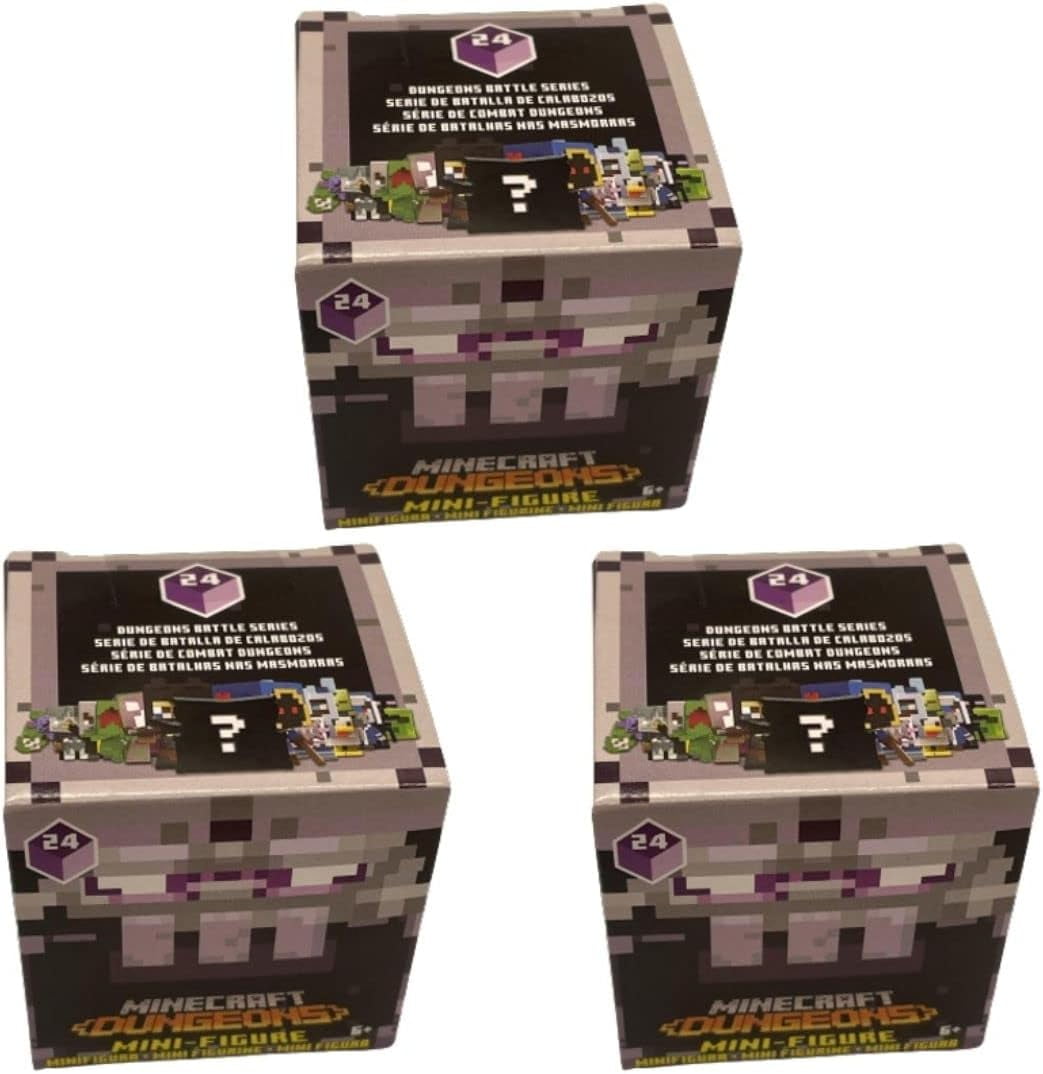 Minecraft Dungeons Series 24 Mini Figure Mystery Pack Bundle of 3 Packs