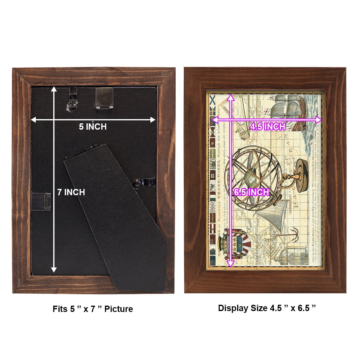 Nautical Map I -Framed Print w/glass-Chestnut