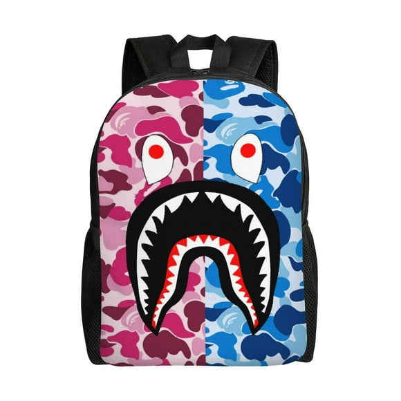 Bape Shark Camo Kids Backpacks School Bag Bookbag Casual Daypack Backpacks For Travel Hiking