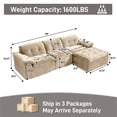 thumbnail image 3 of Rophefx 118" Oversized Modular Sectional Sofa,Large Modern Cloud Sectional Couch with Ottoman,Chenille 4 Seat Sofa Set,L-Shape Couch for Living Room,Apartments,No Assembly Required,Brown, 3 of 6