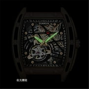 GUANQIN Men Japan Automatic Mechanical Luminous Tonneau Design Stainless Steel/Leather/Rubber Wrist Watch Skeleton Tourbillon Sapphire Crystal Waterproof Self-Winding Clock