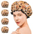 thumbnail image 7 of Shower Caps,Orange Chicken Breed Pattern Waterproof Shower Cap for Women 4 Pieces,Double Reusable Hair Cover for Shower PEVA Elastic Stretch Hem, 7 of 7