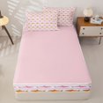 thumbnail image 4 of Manfei Ocean Shark Zipper Full Size Comforter Sets with Fitted Sheet and 2 Pillowcases, Cartoon Wave Lines Zipper Bedding Set, Orange Hot Pink, Pink Reversible, 4 Pieces, 4 of 7
