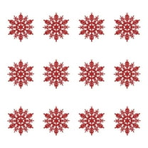 Wadada 12pcs Red Snowflakes Ornaments-Christmas Tree Decor, Hanging Snowflake Decor for Christmas Tree Decor, Plastic Glitter Snow Flakes Ornaments for Christmas Indoor Winter Wonderland Decor