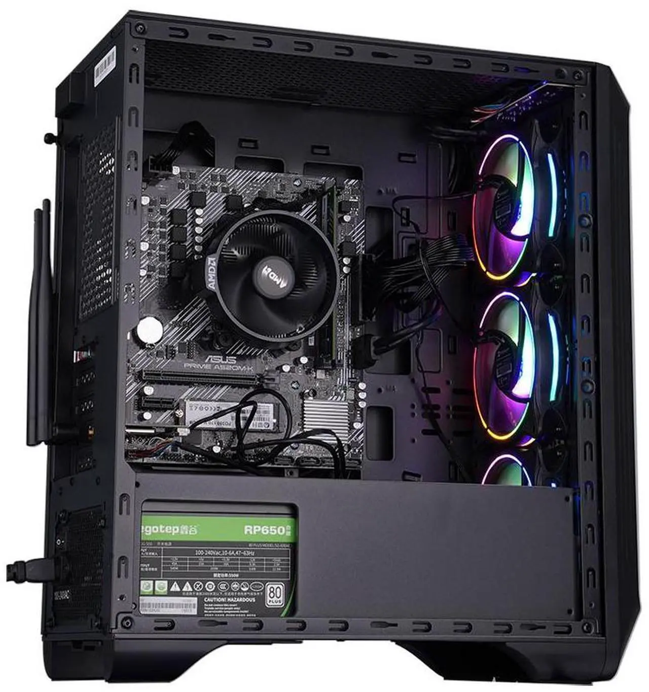 IPASON Gaming Desktop PC, AMD Ryzen 5 5600G, 16GB DDR4 3200MHz, 1TB NVMe SSD, Windows 11 Home, 550W PSU, Built-in WiFi, Performance Gaming Computer Tower