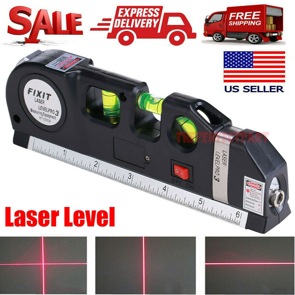 Multipurpose Laser Level Vertical Horizon Measuring Tape Aligner Metric CL 