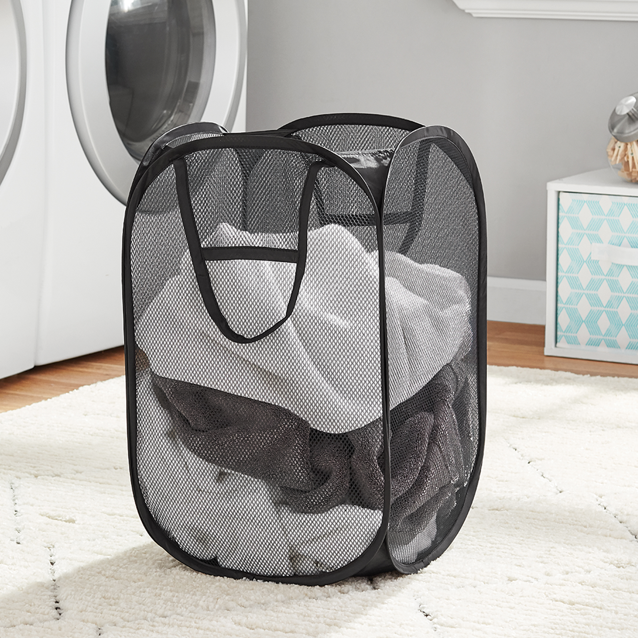 Mainstays Pop-Up Spiral Laundry Hamper 5-Pack, Black photo 4